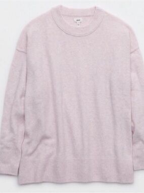 Aerie Lightweight Crewneck Sweater in Pale Pink